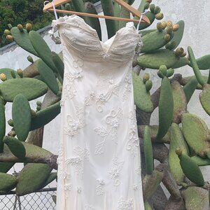 VINTAGE-STYLE SILK WEDDING DRESS Hand-Beaded by SCALA
